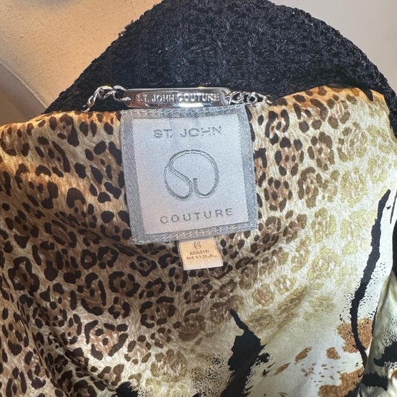 St. John Couture Black Embroidered Knit Jacket – Size 6 - Picture 3 of 9